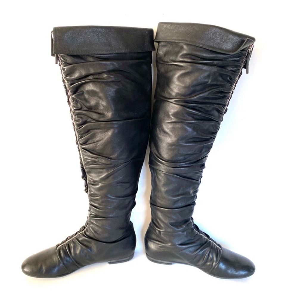 Giuseppe Zanotti Genuine Leather OTK Ruched Front Zipper Closure Boots - Picture 3 of 16